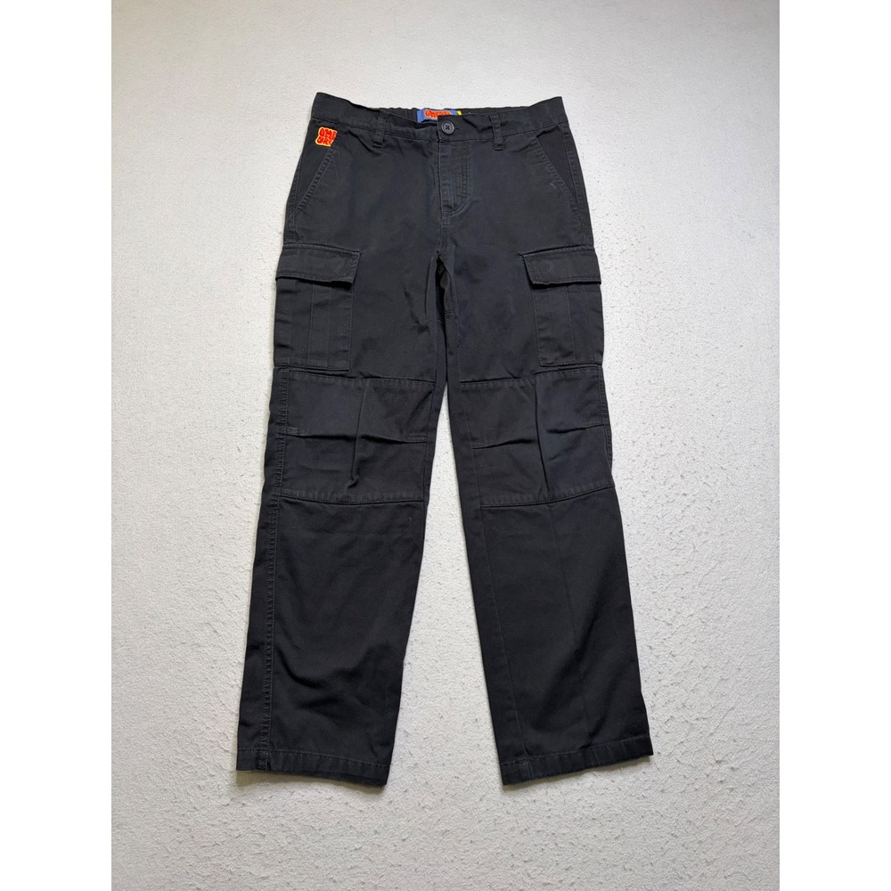 Empyre Cargo Pants Kids Size 26 Black Y2K Skater Multi-Pocket Trousers